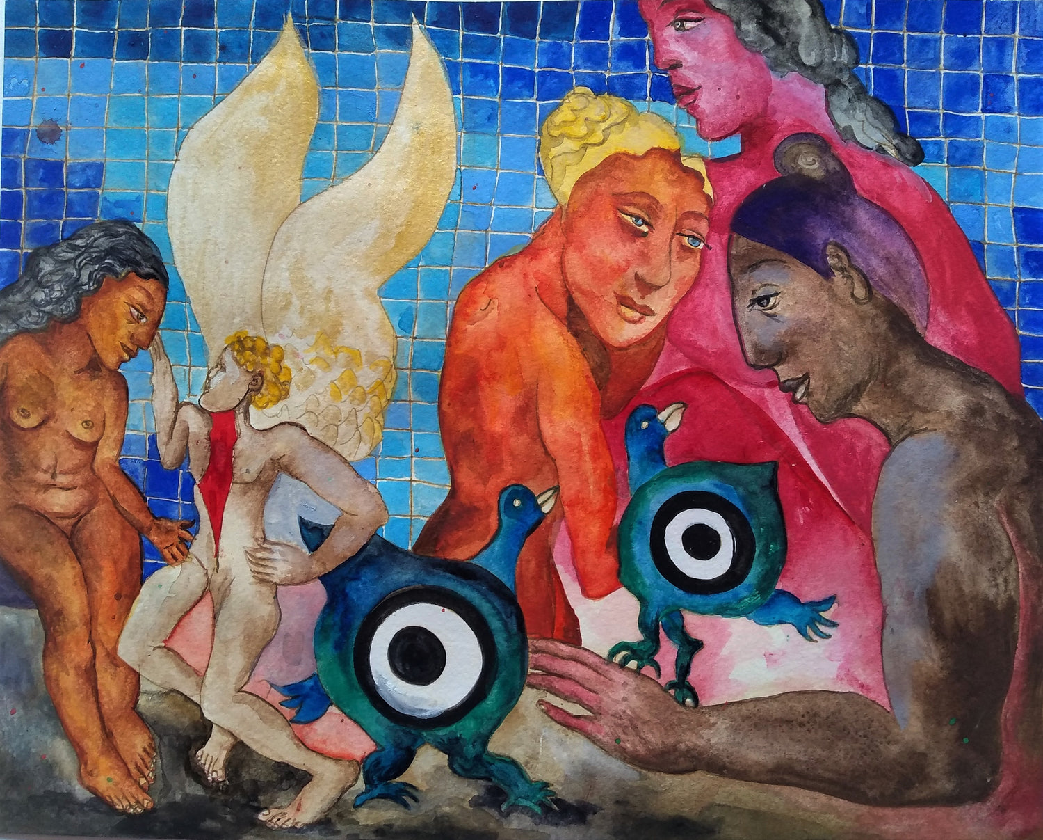 "Angela,"acuarela sobre papel